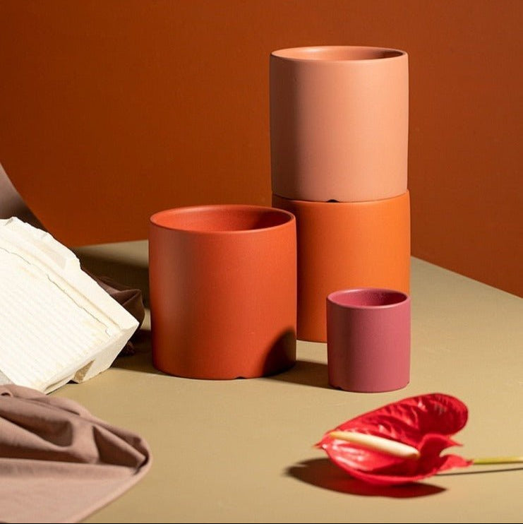 Elegante keramische bloempot met schotel