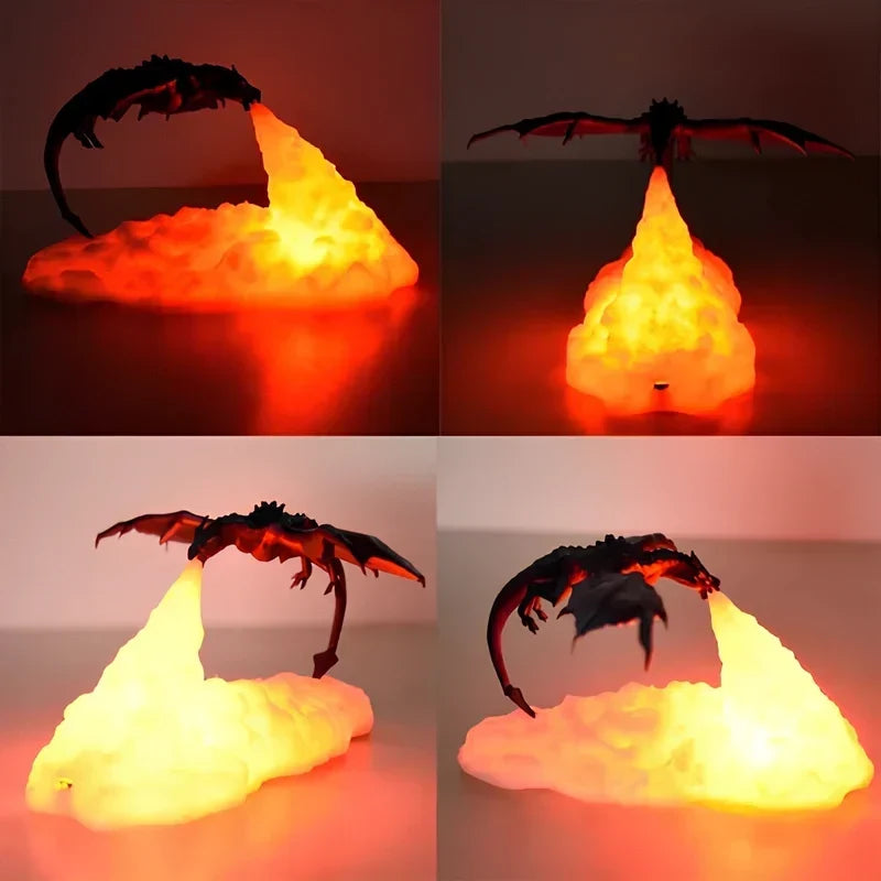 Draak 3D-geprinte led-nachtlamp