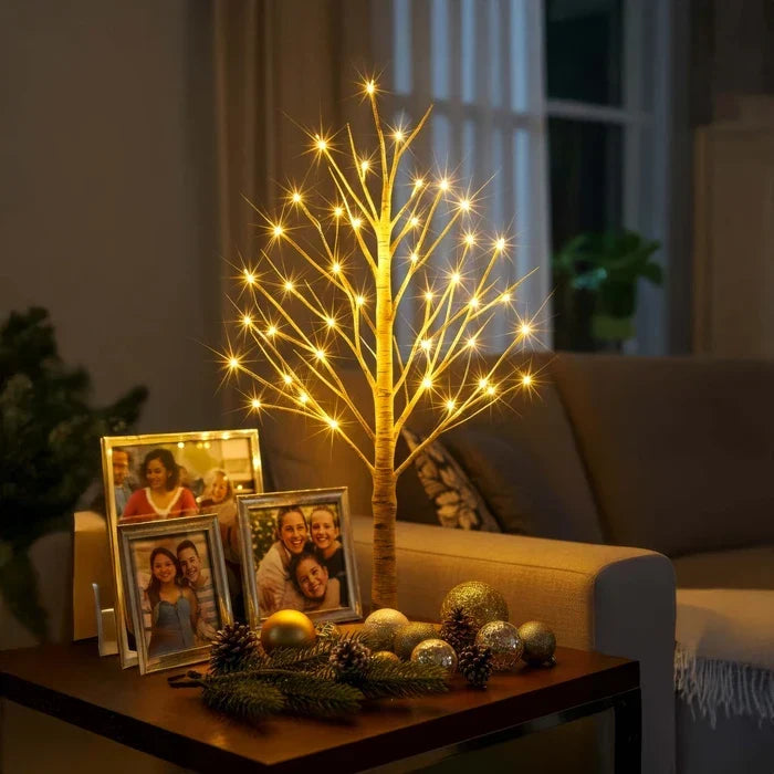 Tafellamp berkenboom met warmwitte verlichting