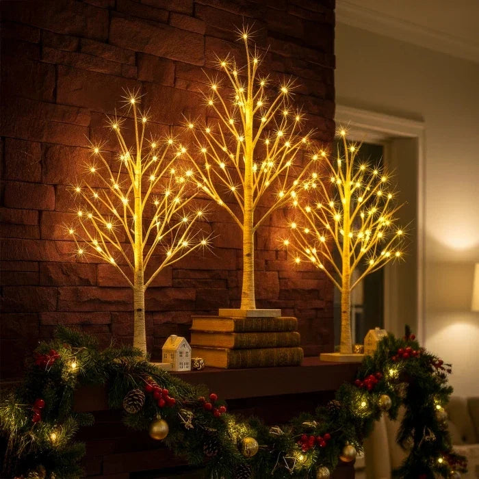 Tafellamp berkenboom met warmwitte verlichting