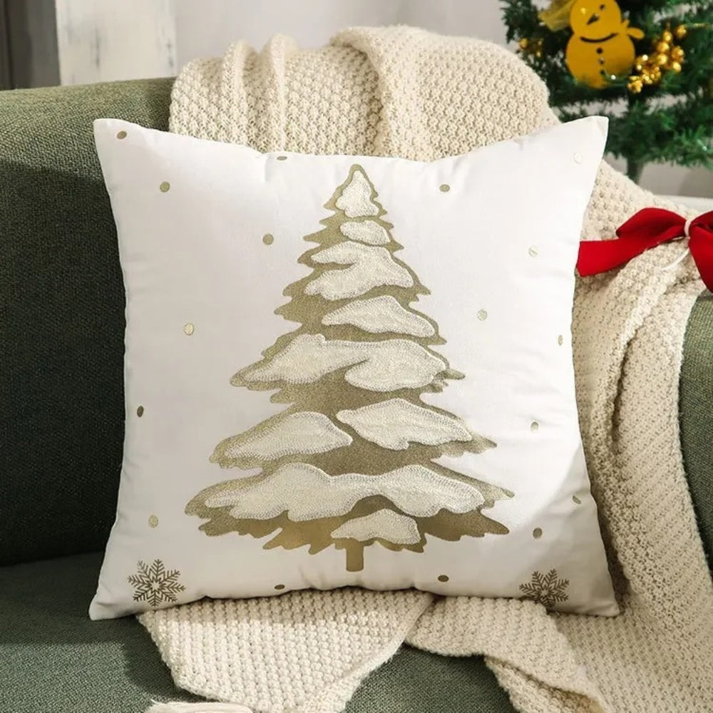 Fluwelen Sierkussen met Kerstboom Design