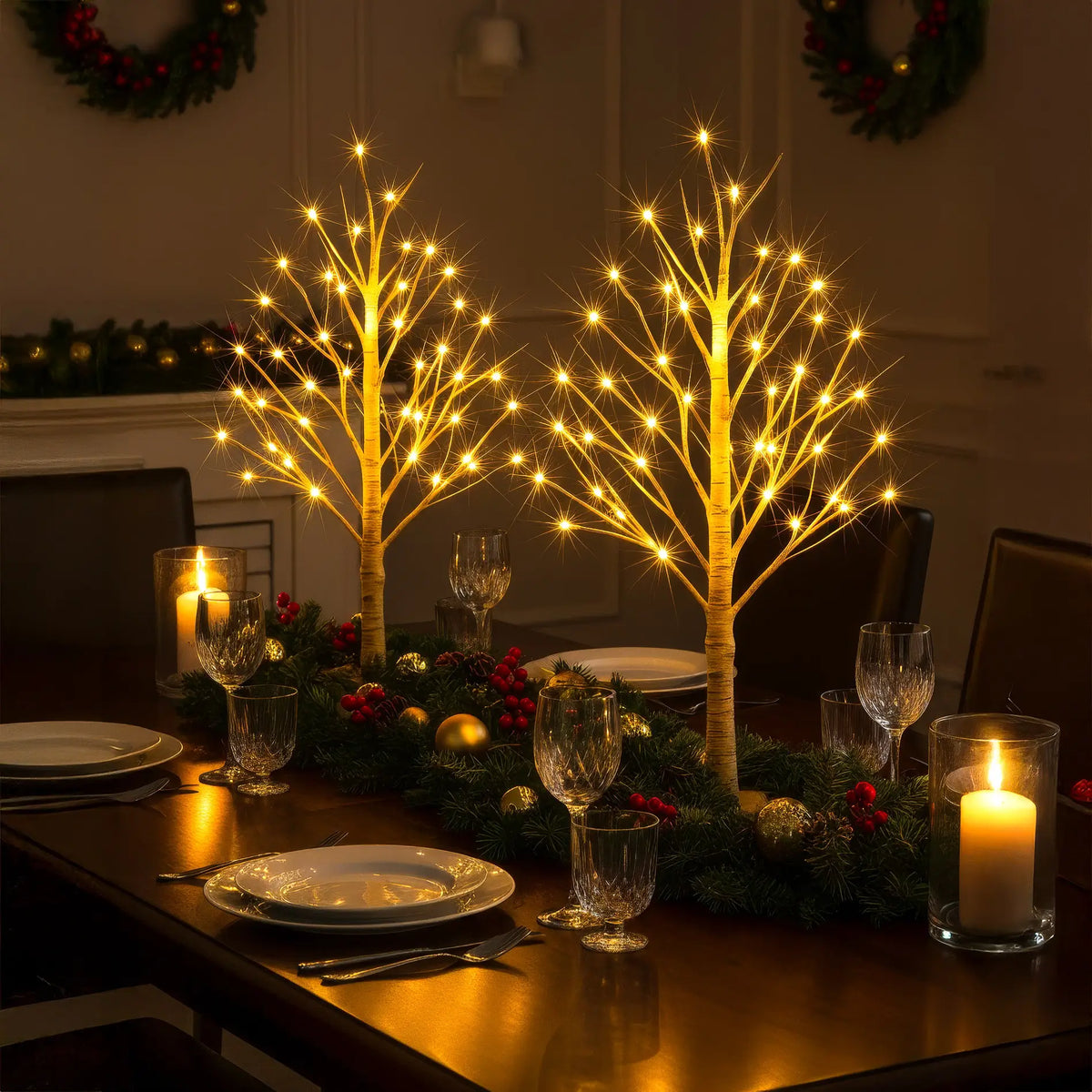 Tafellamp berkenboom met warmwitte verlichting