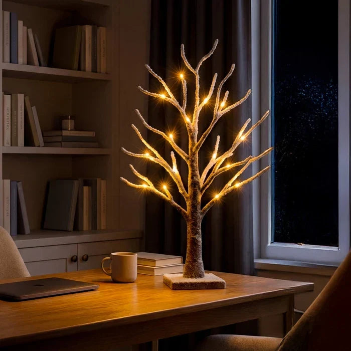Besneeuwde boomlamp tafellamp