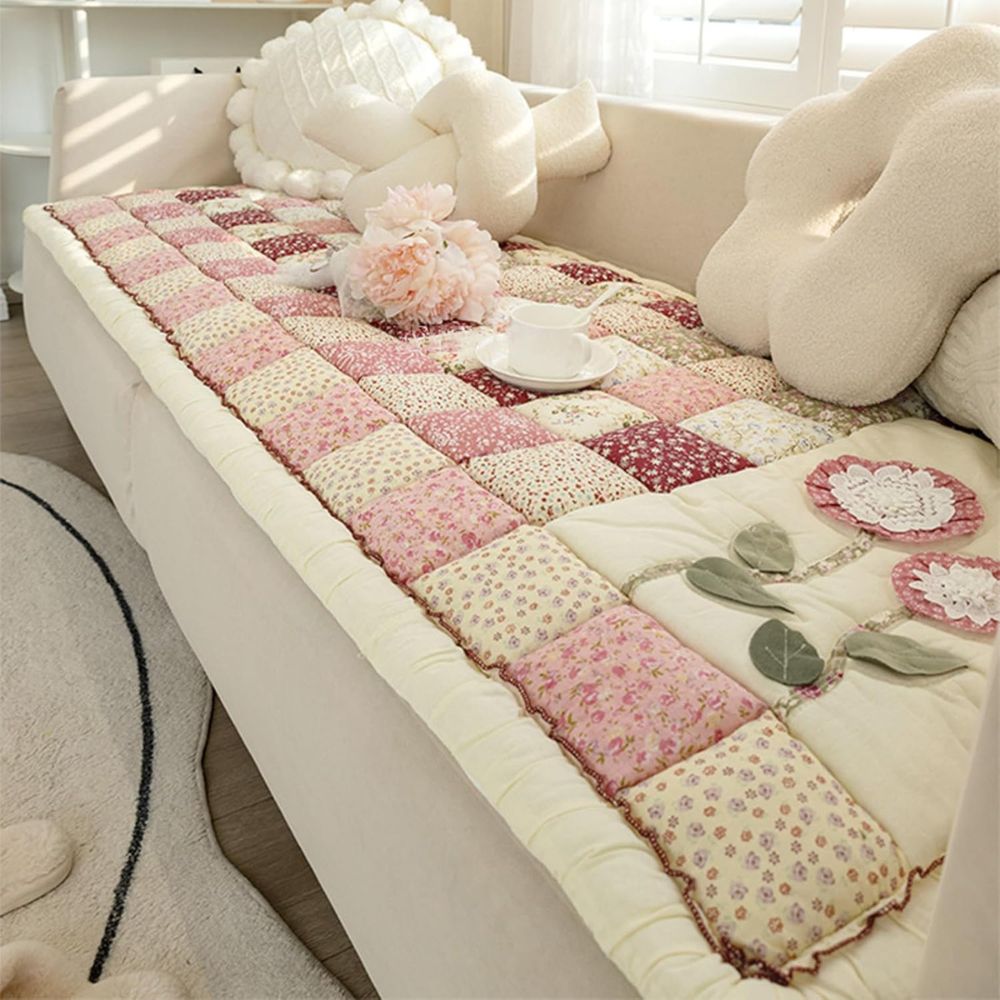 Flora gewatteerd patchwork bankkleed