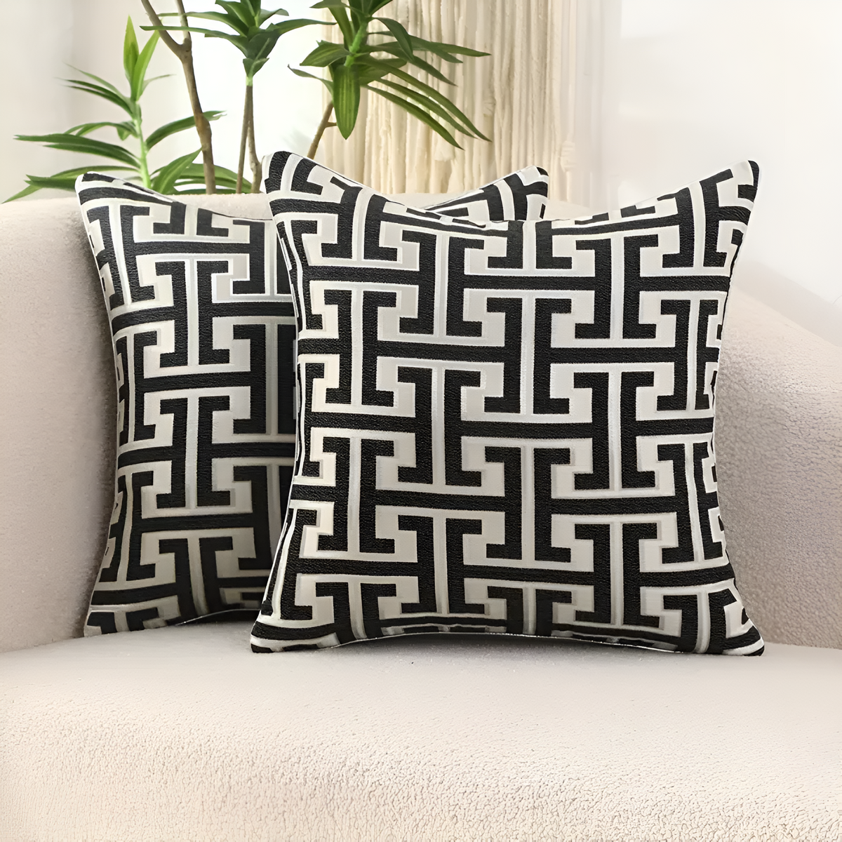 Gavino Geometrische Jacquard Kussenhoes 46x46 cm