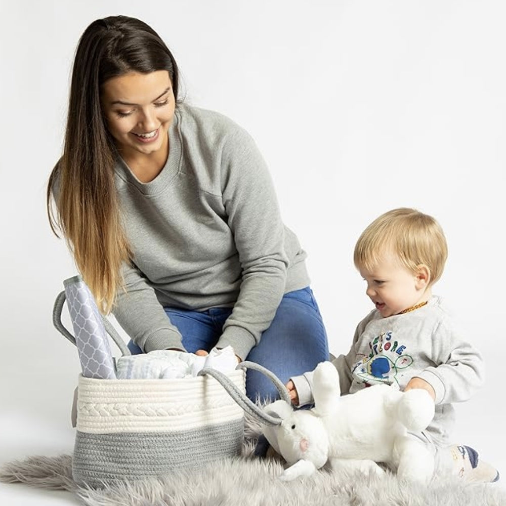 Gevlochten baby organizer draagbare opbergmand