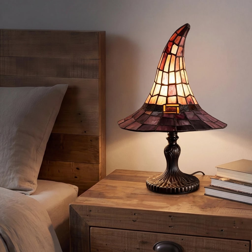 Mozaïek Schemerlamp van Glas met Bronzen Zuil