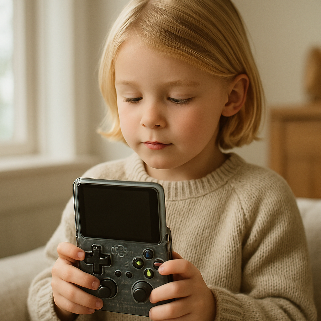 Retro draagbare handheld spelcomputer
