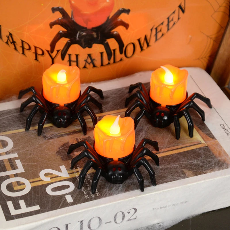 LED-kaars Halloween Pompoen met Spinhouder