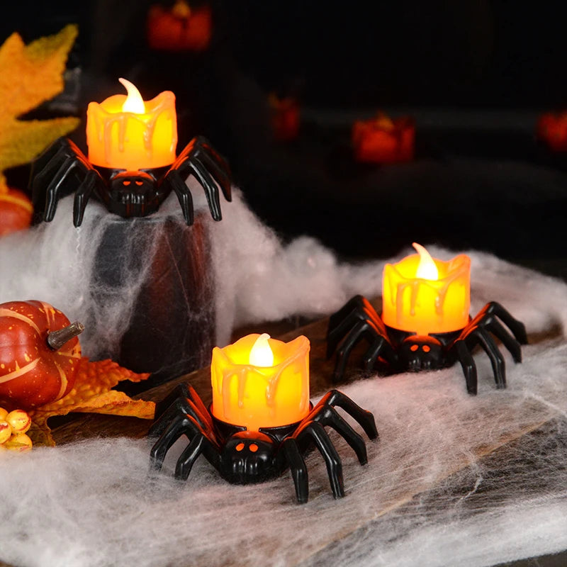 LED-kaars Halloween Pompoen met Spinhouder