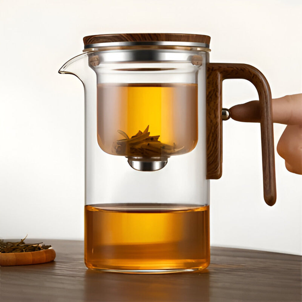 TeaCrystalBrew glazen theepot met RVS zeef