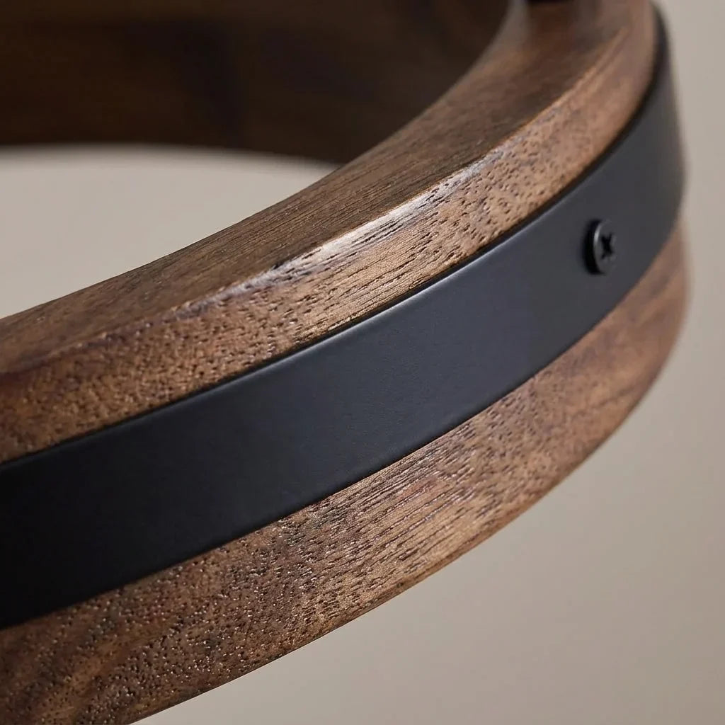 Verstelbare Plafondlamp met Houten Ring