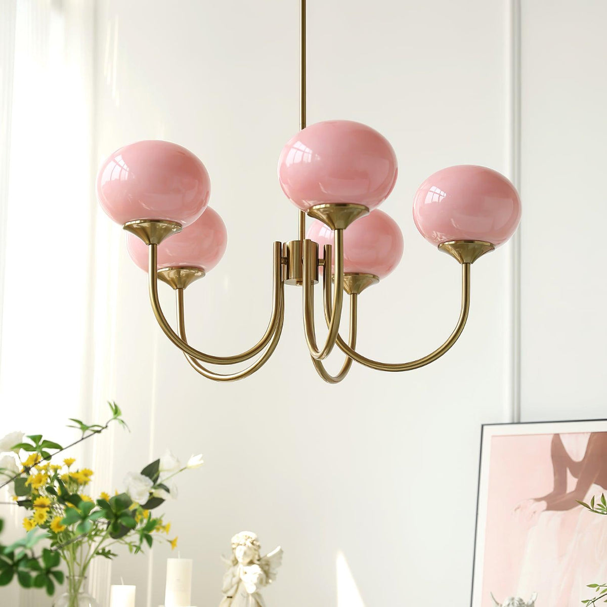 Glazen bolvorm kroonluchter plafondlamp