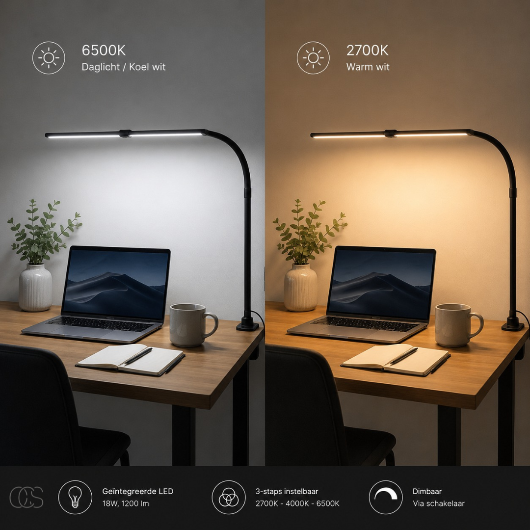 Dimbare LED Bureaulamp met Tafelklem