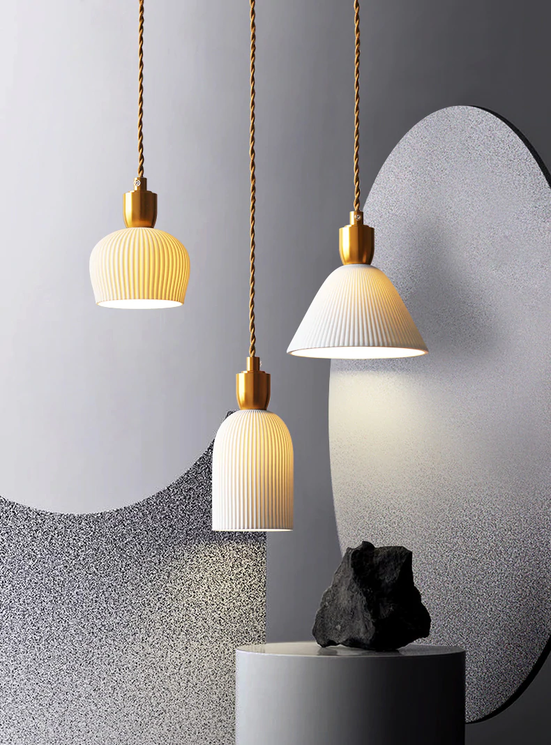 Geplooide keramische hanglamp