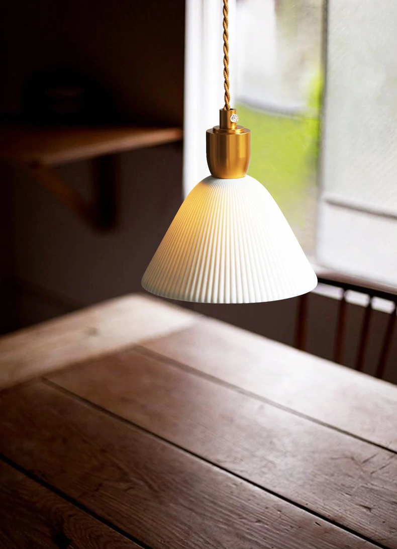 Geplooide keramische hanglamp