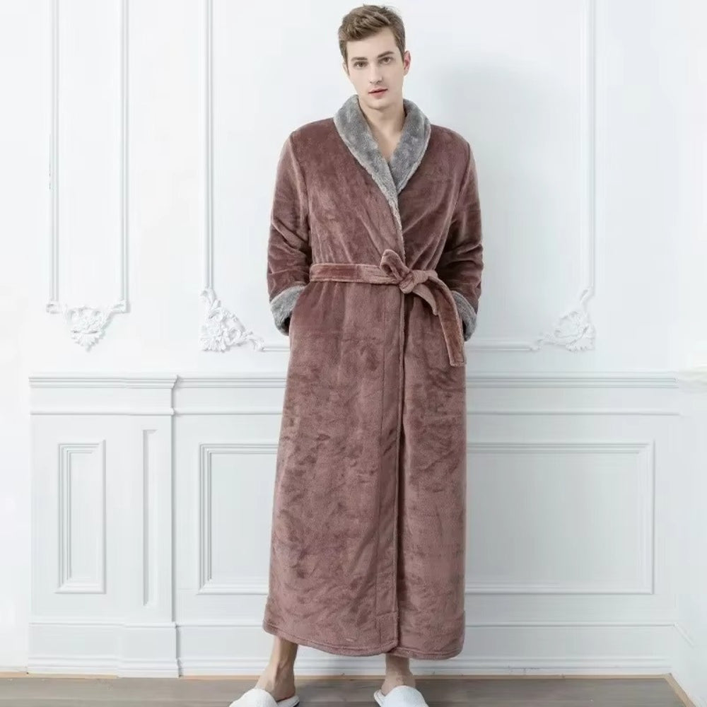 Elegante Fleece Badjas met Luxe Contrastafwerking