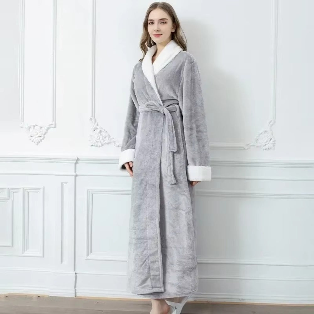 Elegante Fleece Badjas met Luxe Contrastafwerking