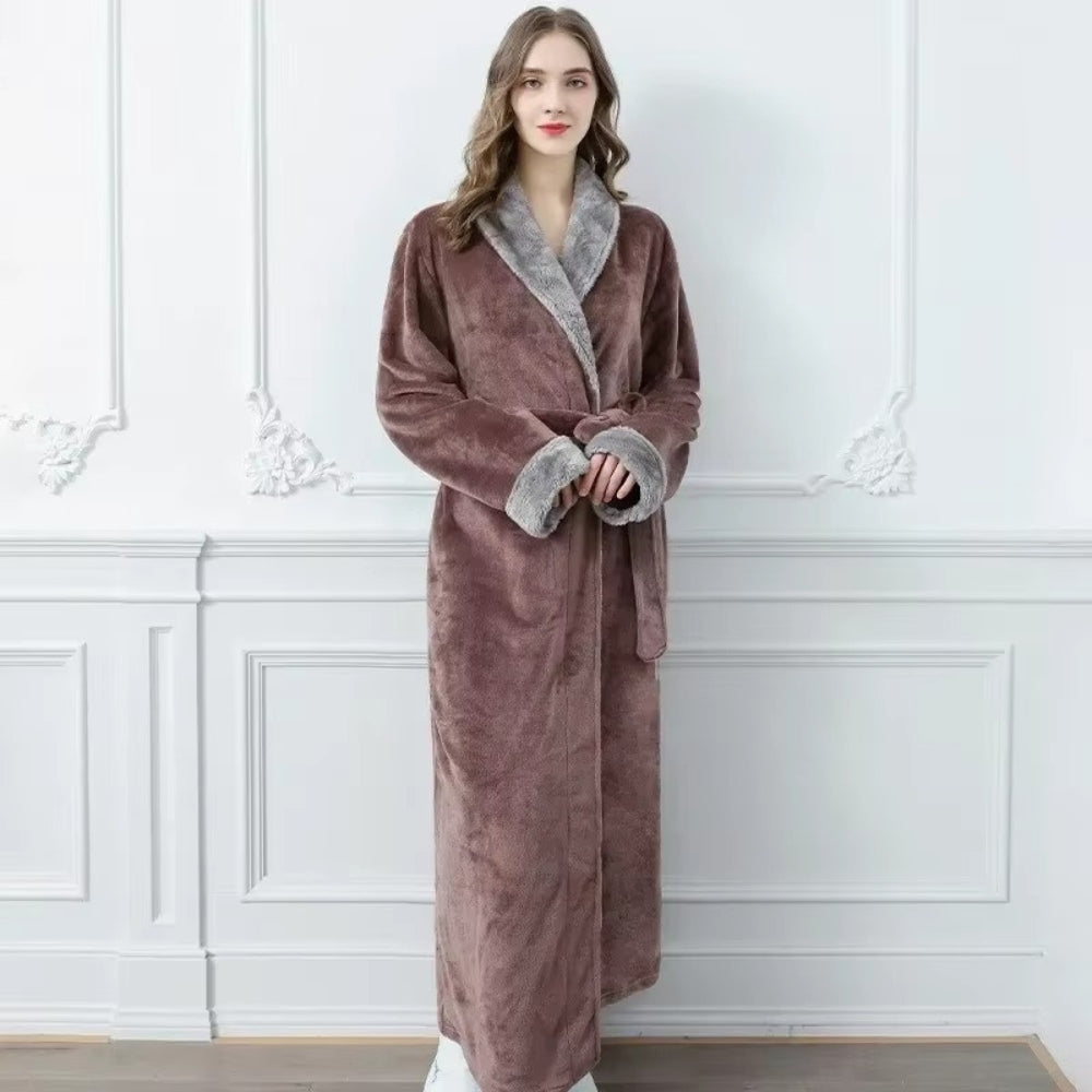 Elegante Fleece Badjas met Luxe Contrastafwerking