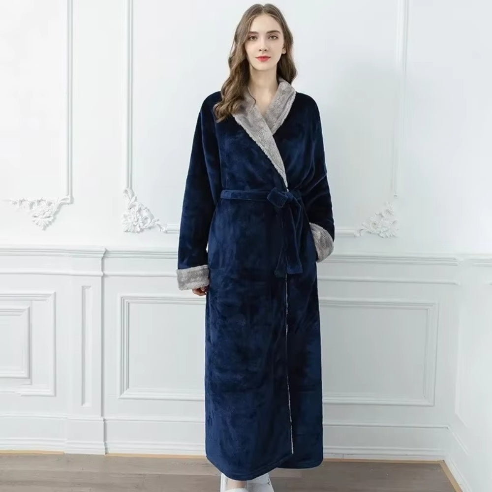 Elegante Fleece Badjas met Luxe Contrastafwerking