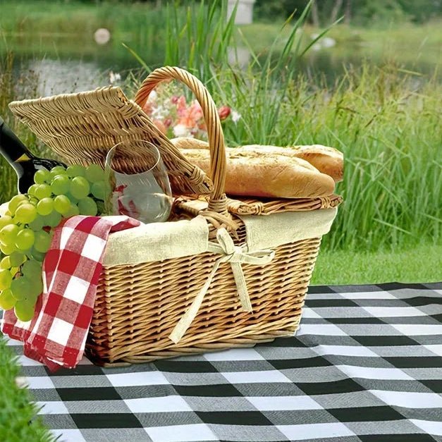 Opvouwbare geruite picknickdeken met draagriem