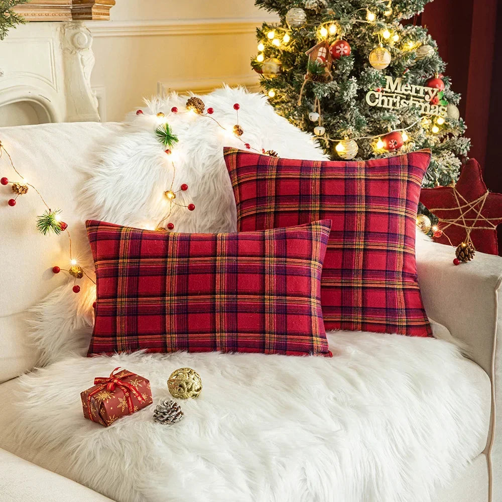 Kerst Plaid Kussenhoes met Sneeuwvlokmotief