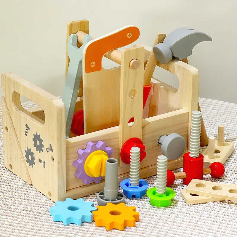 Montessori houten gereedschapskist bouwspeelgoed