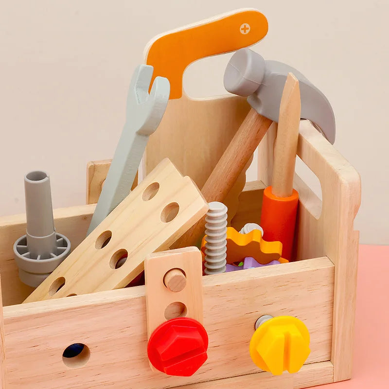 Montessori houten gereedschapskist bouwspeelgoed