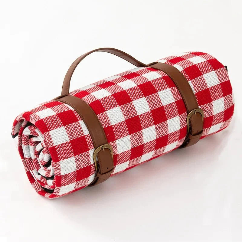 Opvouwbare geruite picknickdeken met draagriem