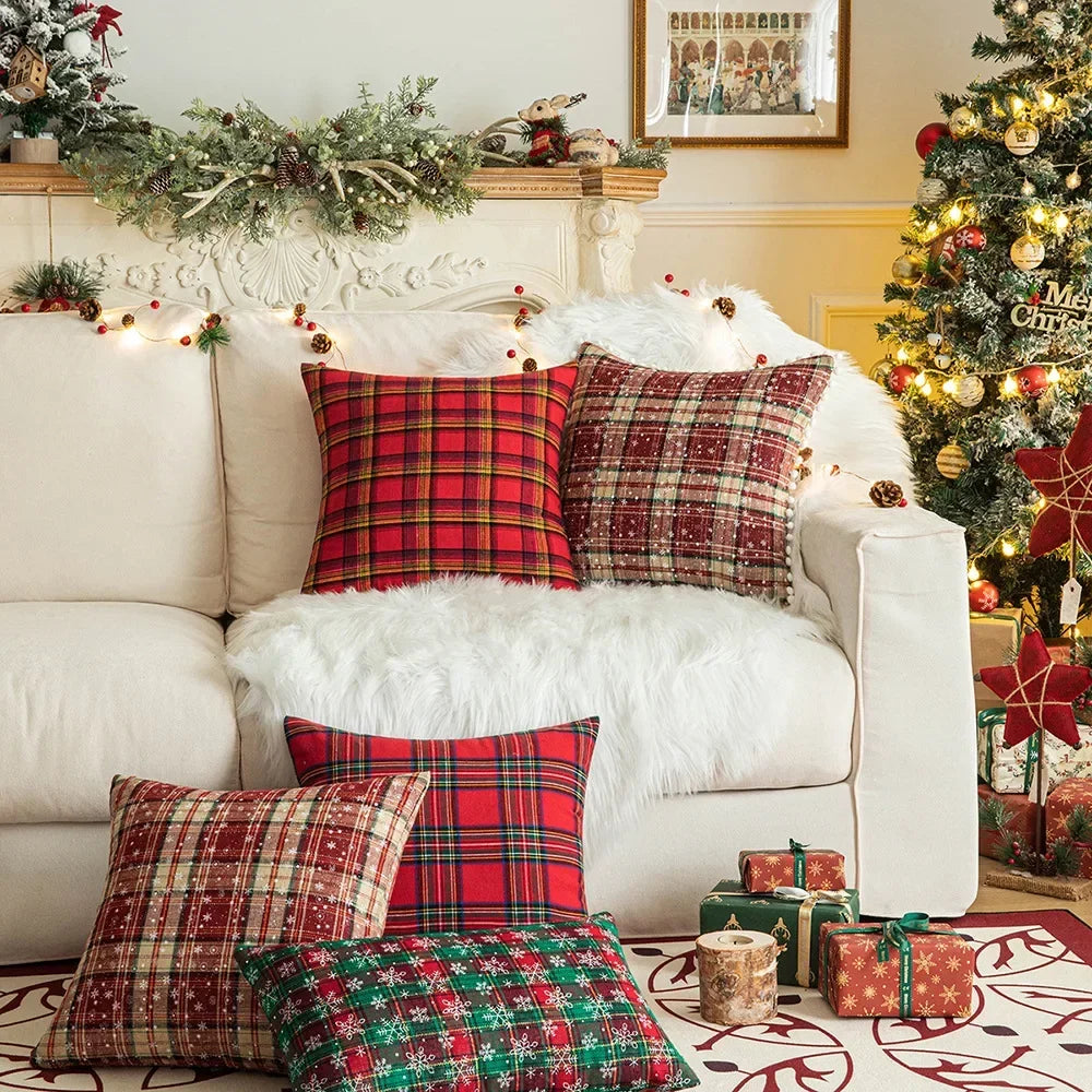 Kerst Plaid Kussenhoes met Sneeuwvlokmotief