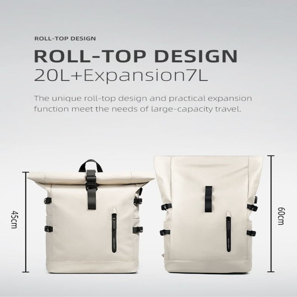 Rolltop waterdichte laptop rugzak