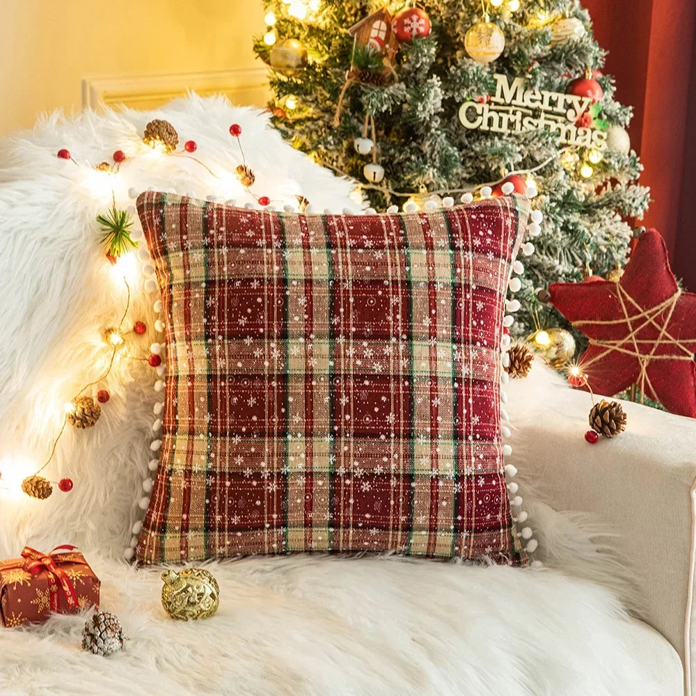 Kerst Plaid Kussenhoes met Sneeuwvlokmotief