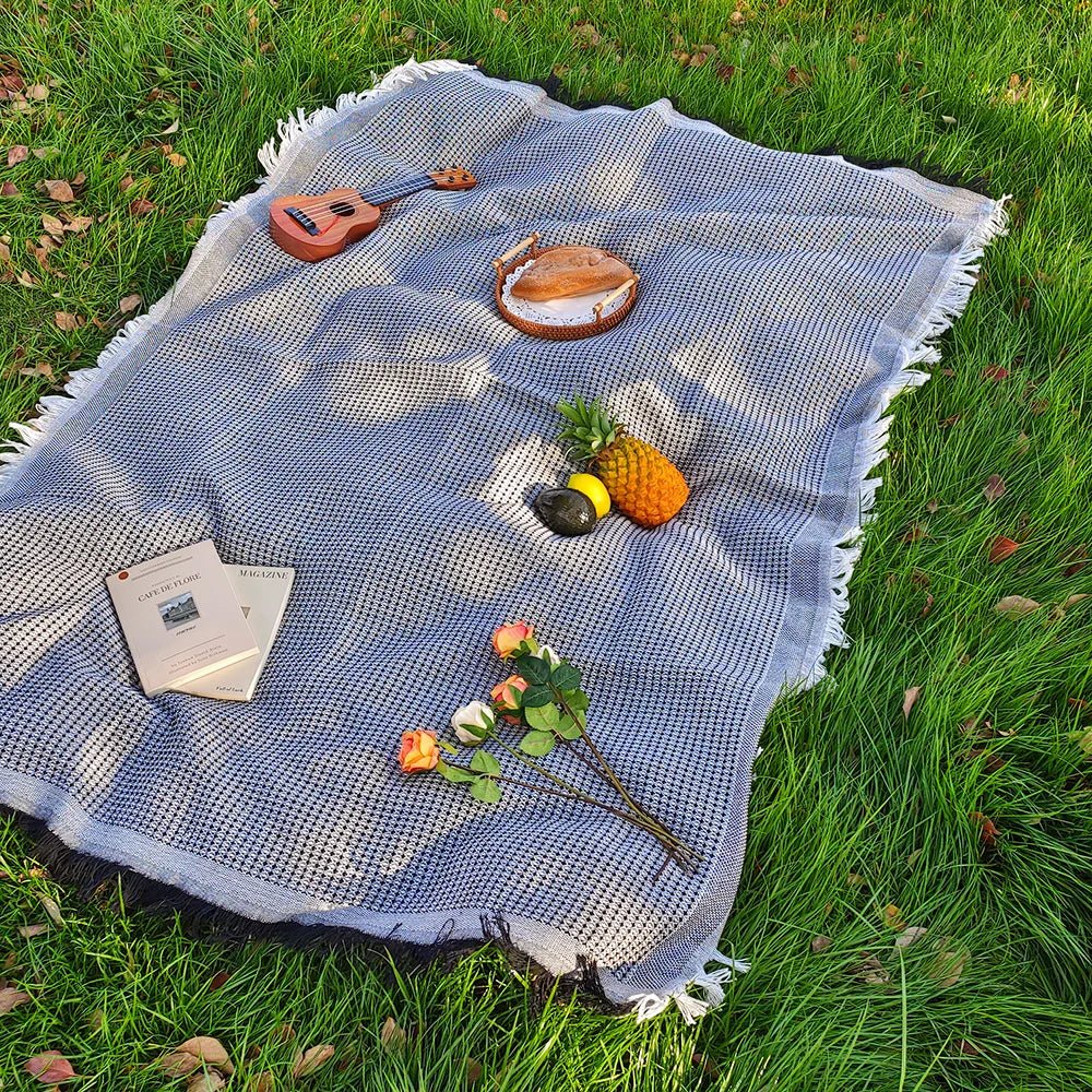 Lichtgewicht picknickkleed met decoratieve kwastjes