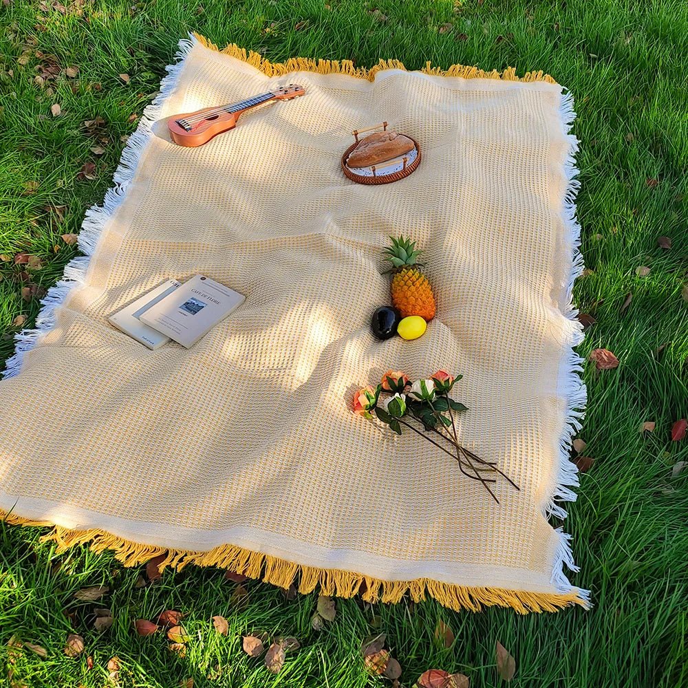 Lichtgewicht picknickkleed met decoratieve kwastjes
