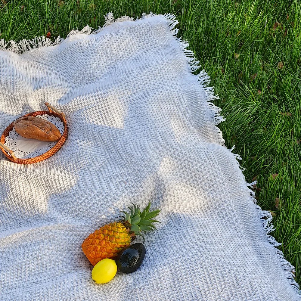 Lichtgewicht picknickkleed met decoratieve kwastjes