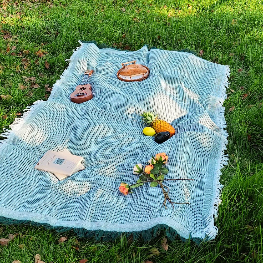 Lichtgewicht picknickkleed met decoratieve kwastjes