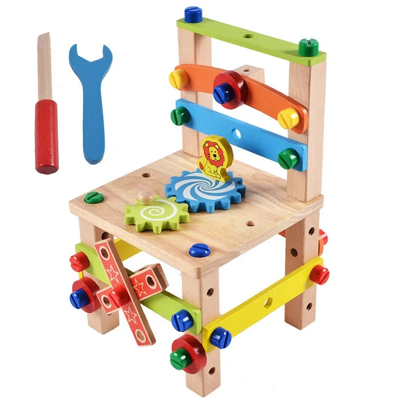 Montessori houten gereedschapskist bouwspeelgoed