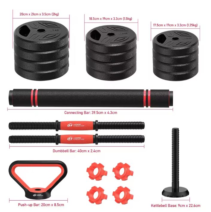 3-in-1 Verstelbare Dumbbell en Barbell Set 20 kg