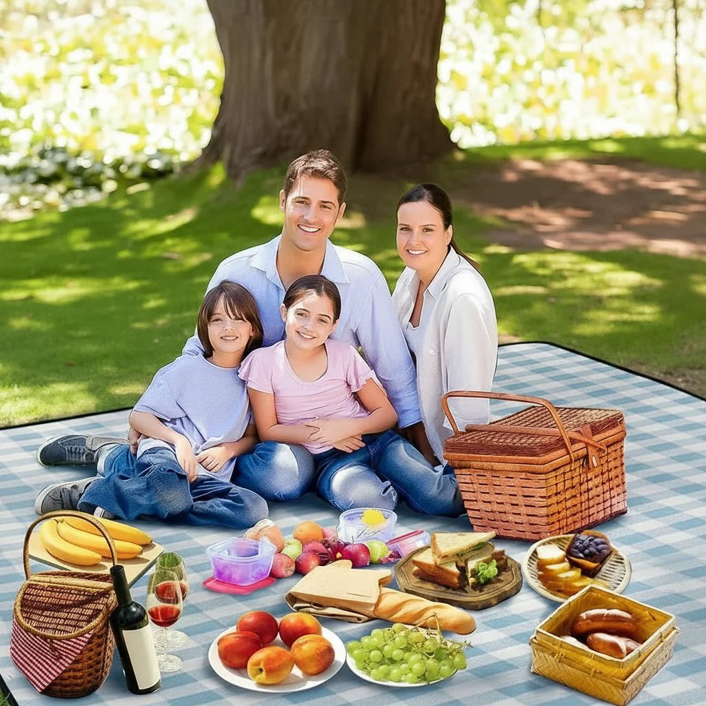 Opvouwbare geruite picknickdeken met draagriem