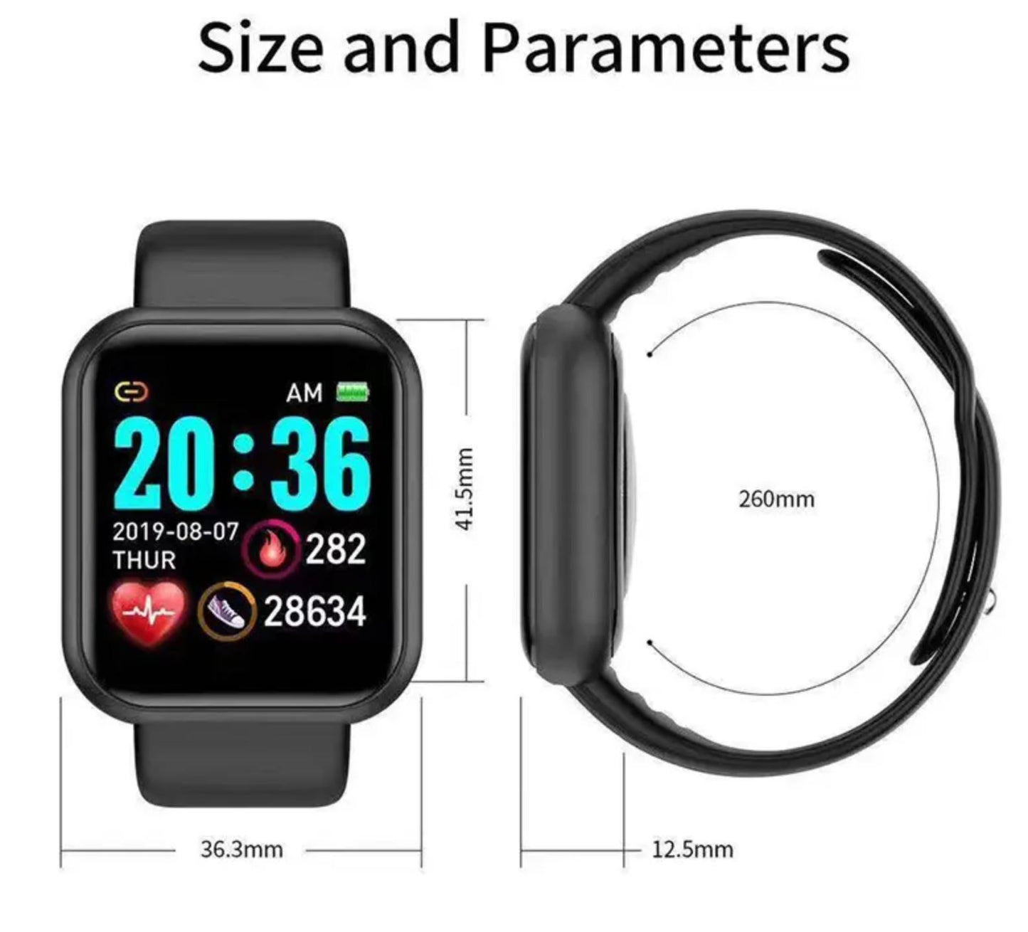 Smartwatch met Bluetooth - Hartslagmeter - Activity tracker