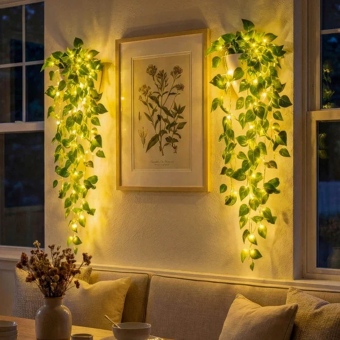 Klimoplamp in plantenbak met ledlicht