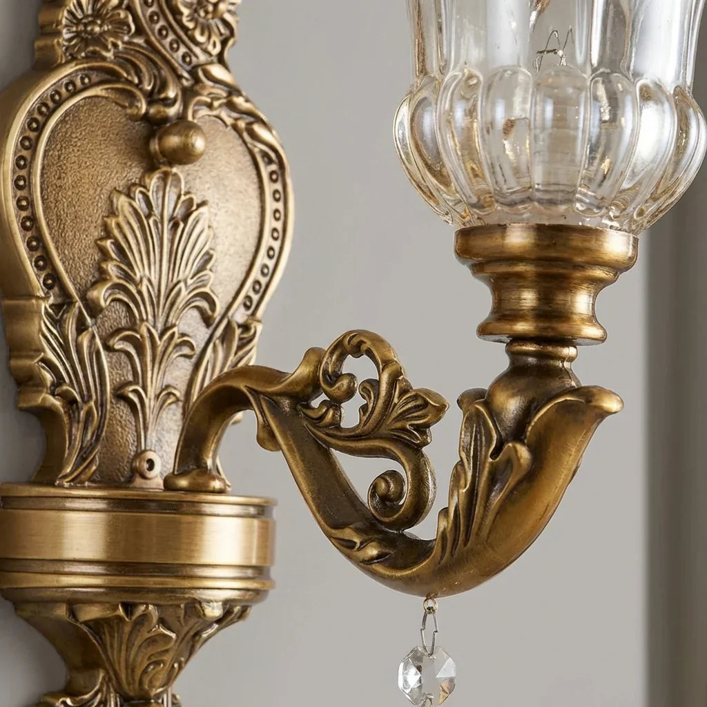 Vintage verstelbare wandlamp messing