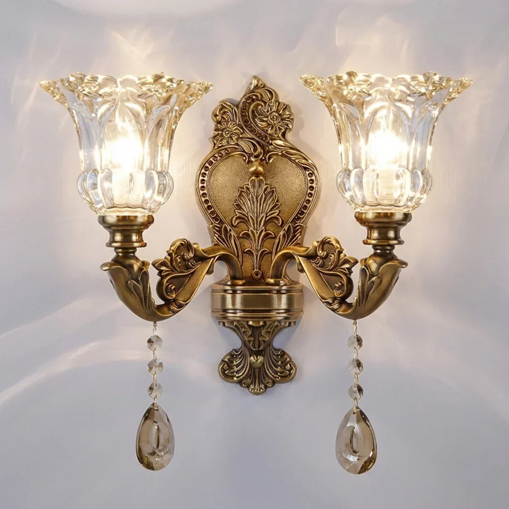 Vintage verstelbare wandlamp messing