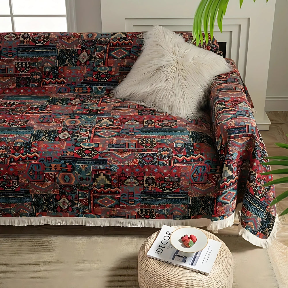 Bohemian chenille bankhoes met franjes