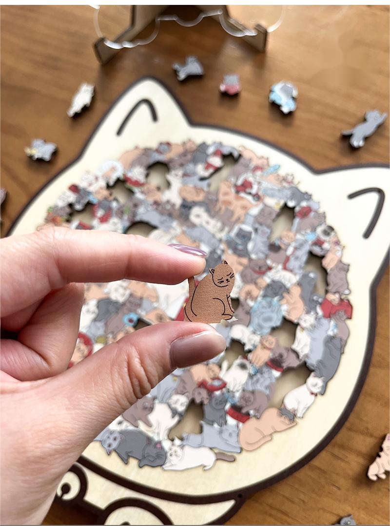 Kattenvormige houten legpuzzel 135 stukjes