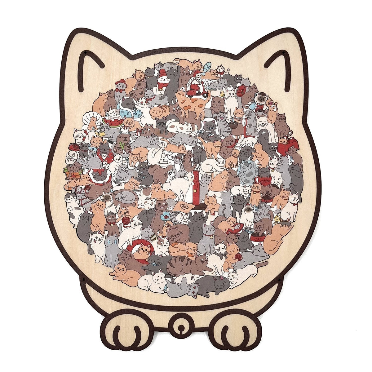 Kattenvormige houten legpuzzel 135 stukjes