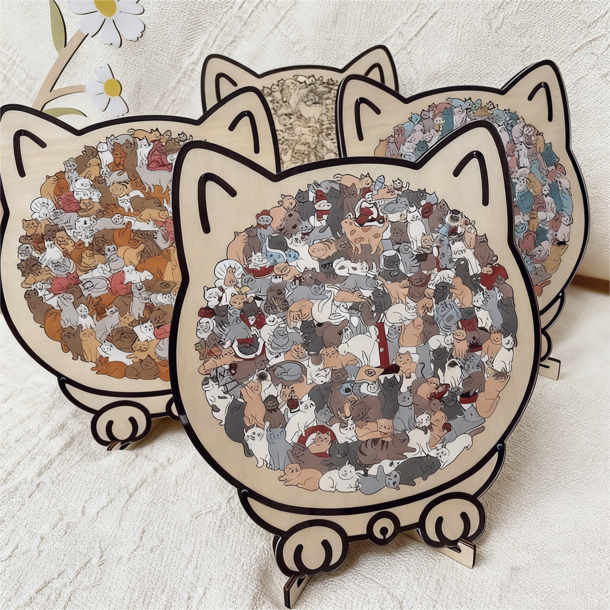 Kattenvormige houten legpuzzel 135 stukjes