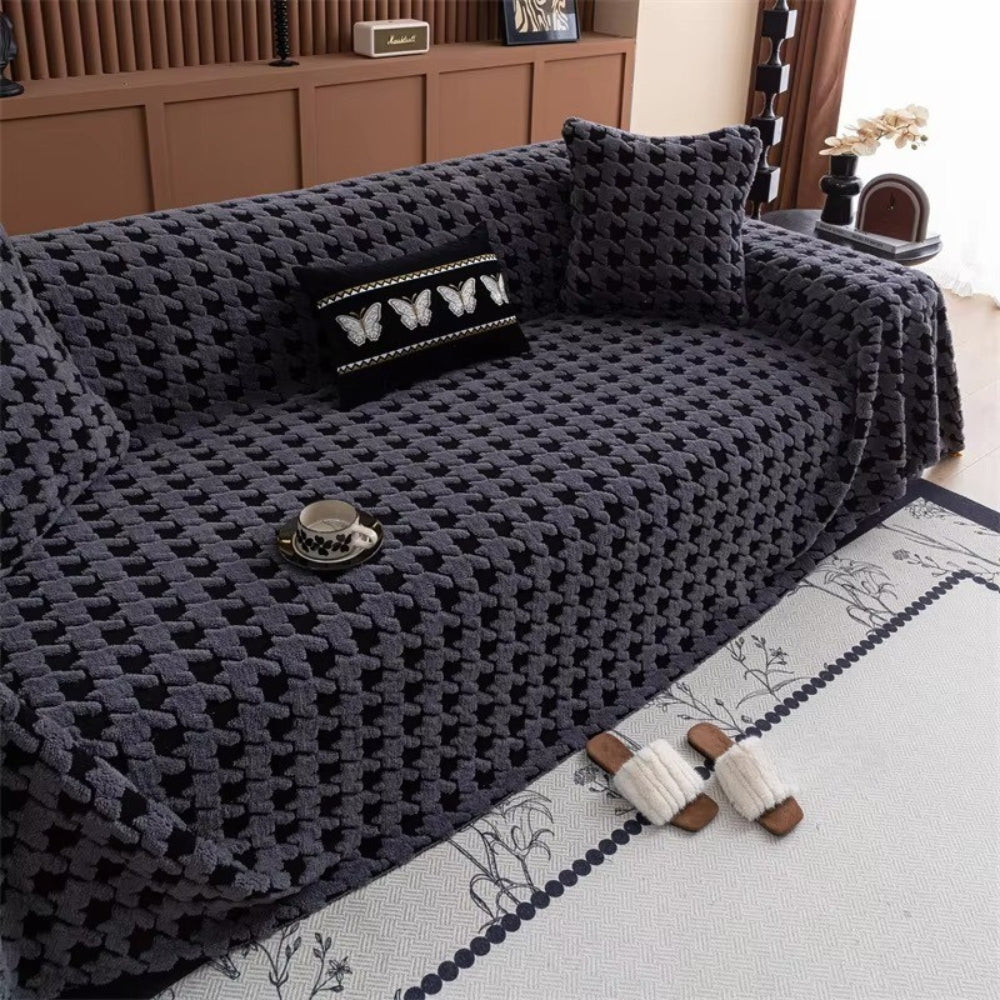 Houndstooth pluche bankhoes