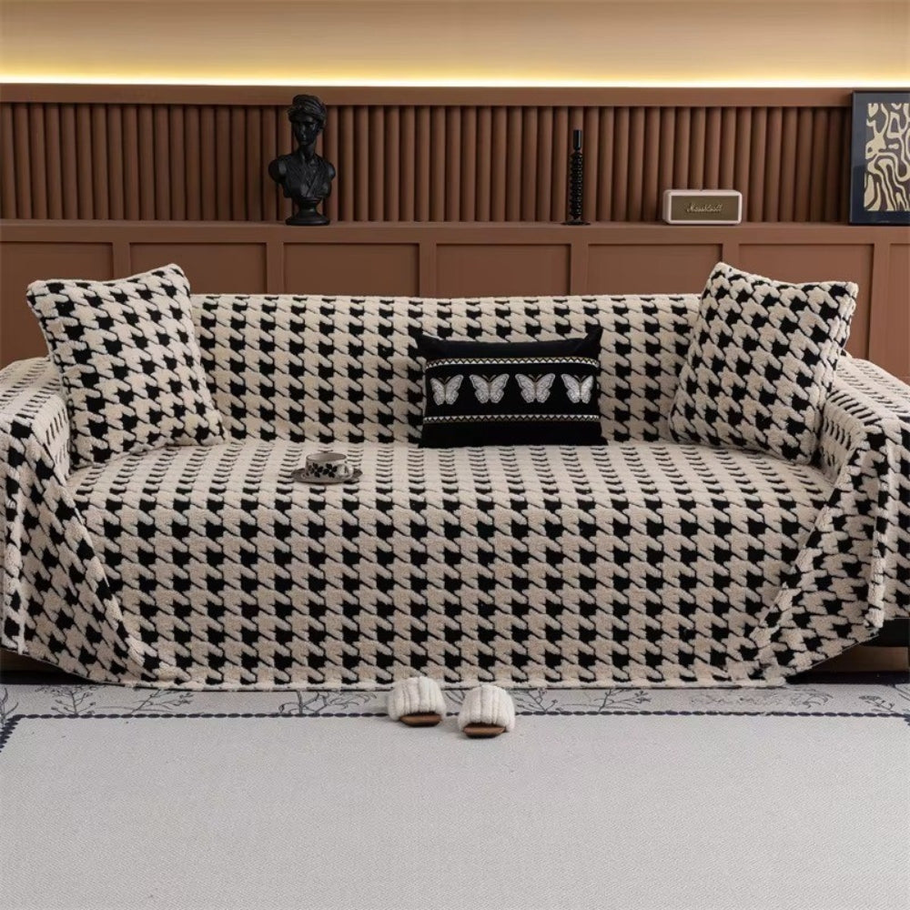 Houndstooth pluche bankhoes