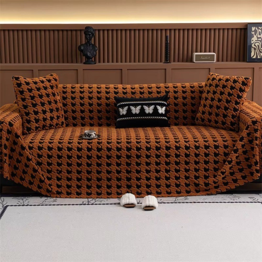 Houndstooth pluche bankhoes